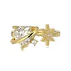 Ringos de cluster S925 Silver Ring Feminino Star Heart Zircon Conjunto com Pearl Micro Configuração Design de jóias abertas