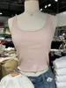 Tanks pour femmes Sweet Pink U-Coton Cotton Souples sans manches Verse Ladies Fairycore Ribbed Slim esthétique Crops Femelle mignon Vintage Street