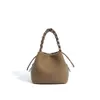 New Top Layer Cowhide Bucket Bag 2024 Spring Textured Genuine Leather Commuting Versatile One Shoulder Crossbody Elegant Handheld