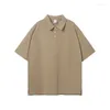 Polos de polos d'été pour hommes 310g poids lourd Coton Soft Falle Comfort Collar bouton de t-shirt à manches courtes lâches décontractées