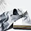 Luxury Mens Social Dress Shirts Spring Autumn Smooth Soft Wrinkle-resistant Non-iron Solid Color Casual Ice Silk Stain Wedding 240407