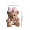 Keychains Bowknot Bear -geformte Schlüsselbund -Zubehör Plüsch Tierschlüsselring Anhänger elegante Frauen Telefon Telefon für Tasche E0BE