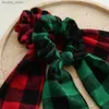 Bands de caoutchouc à cheveux en queue de poney Ribbon Classe de cheveux Santa Claus Elastic Hair Band Style de Noël Plaid Srunchies Simple Fashion Diy Accessoires de cheveux Y240417