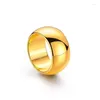 Cluster Rings QEENKISS 24KT Gold Shiny 12N Ring For Women Men Couple Lovers Fine Jewelry Wholesale Wedding Valentine's Day Party Gift RG5192