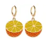 Dangle Earrings Cute Fruit Lemon Avocado Strawberry Watermelon Orange Ins Style Alloy Oil Drop Ear Rings Jewelry Gift