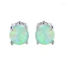 Boucles d'oreilles à goujons Opal-Arigues Natural Aquamarine 925 STERLING Silver Charm Blue Oval Gem Stone Mignon pour les femmes