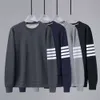 Heren Hoodies Sweatshirts TB JL Autumn Sweater Mens Round Neck Pullover Yarn geverfd vier bar Nieuw Terry Mens Sports Suit