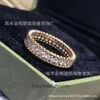 High -End -Schmuckringe für Vancleff Womens Clover Single Full Diamond Ring Mode einfache leichte Luxusstil für Männer und Frauen Original 1: 1 mit echtem Logo