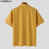 Chemises décontractées masculines 2024 hommes chemises patchwork revers courts vêtements d'été de mode de style coréen lâche s-5xl incerun