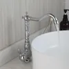 Bathroom Sink Faucets JIENI Chrome Polish Faucet Retro Style Stream Spray Solid Brass Antique Wash Basin Golden Plated Mixer Tap