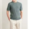 Designer Men T-shirt Loro Mens Blue Slim-Fit Coton et Silk-mélange Pick T-shirt Garques courtes Tops Summer Tshirts Piana