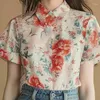 Blouses voor dames chiffon Chinese stijl shirt zomer afdrukken vintage losse korte mouw dames tops mode kleding ycmyunyan