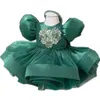 Glitter Green Luxe Lush Girls Ball Party Jurken Puffy Girl Princess Dress Luxueuze verjaardag Eerste communie 240416