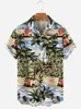 Erkekler Sıradan Gömlek 3D Baskı Y2K Hawaii Pamuk Gömlek Kısa Kollu Yeşil İthal Giyim Seyahat Büyük Boy Lüks