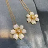 Designer Brand Van Flower Necklace 925 Sterling Silver Plated 18K Gold White Fritillaria sunflower six petal pendant female clavicle chain