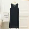 Casual Dresses Moyisu 2024 Summer Daily Basic Sleeveless Women Solid Chiffon Loose V-Neck kjol Mid Length Dress A-Line