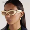 Solglasögon Stylish Women Designer Retro One-Piece Sun Glasögon Chic Vintage Round Shades Fashion Punk Accessories