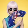 Dekorativa figurer Summer Chinese/Spanish Style Dance Wedding Party Bambu Paper Folding Hand Hold Flower Fan Gift Colorful Drop