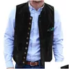 Mäns västar herrar Deersskin Veet 10-knapps kostym Vest Man Wedding Clothing Jacket Viktoriansk stil Steampunk Casual Business Drop Delivery Dhthm