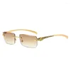 Lunettes de soleil Femmes de style européen américain Forme Rimless Homme Soleil Hip Hop Travelt Femelle Sungass Female