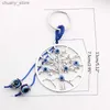 Keychains Lanyards Turkish Blue Evil Eye Beads Pendant Tree of Life Wall Hanging Decor Lucky Keychain Garden Home Protection Car Decorations Blessi Y240417