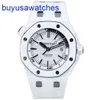 AP Pilot Wrist Watch Royal Oak Offshore 15707 Rare White Ceramic Materif