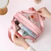 Storage Bags Double Layer Square Women's Cosmetic Makeup Bag Portable Kits Travel Toiletry Organizer Beauty Handbag Suitcases