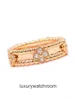 Wysokiej klasy pierścionki biżuterii dla Vancleff Womens Lucky Grass Kaleidoscope Pierścień dla damskiej mody Tr Niedmokłania Pierścień do oryginalnego 1: 1 z prawdziwym logo