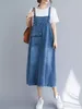 Casual jurken Koreaanse versie retro denim riem erkende jurk vrouw zomer 2024 losse zoom massief kleur middele lengte jeans algehele vestido k610