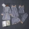 2019 New Women Pajamas 5ピースサテンスリープウェアピジャマシルクホームウェア女性スリープラウンジパジャマ