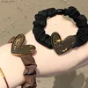 Hair Rubber Bands New Fashion Wavy Rubber Bands Scrunchie Hair Rope High Elastic Hair Band Heart-shaped Rhinestones For Ladies Ponytail Headbands Y240417