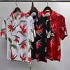 Men's Casual Shirts Black White Red WACKO MARIA Hawaii Beach Men Woman Good Quality Paradise Bird Printing Loose Summer Top Tees