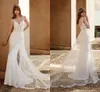 Spaghetti Straps Lace Mermaid Wedding Dresses For Women Roamantic Tulle Wrap Skirt Boho Garden Bridal Gowns Sexy Backless Bride Reception Robes de Mariee CL3359