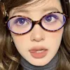 Lunettes de soleil Vintage Small Oval Frame Eyeglass Femme Femme Ins Sweet Cool Eyewear Trend Brand Lire ordinateur Blue Light Blocking Lunes