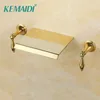 Bathroom Sink Faucets KEMAIDI 3 Pieces Set 2 Handles Golden Plated Bathtub Gold Faucet Deck Mounted Basin Mixer Tap