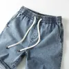 2024 zomer denim shorts pure katoenen heren trend casual trekkoord capri's losse rechte been elastische sporten