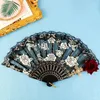 Dekorative Figuren 1pc Retro Lace Lüfter Klapperhand Fans schwarze Party liefert rote Rose Cosplay Lolita Gorgeous Gothic