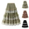 Jupes plissées longueur pour les femmes une ligne en tulle en tulle jupe tutu jupe haute taille à volant polyvalente gâteau