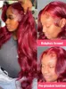 30 36 inch Bourgondië Body Wave Red Lace Front Human Hair 99J Gekleurd 13x4 13x6 HD frontale S voor vrouwen 240408