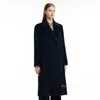 Women's Coat Cashmere Coat Designer Fashion Coat MaxMaras Womens Sheep Fur Beaver Cloth Tie Up Coat Black