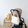 Bags Cute Mommy Bag Bear Flower Embroidery Pattern Baby Beige Cotton Fabric Zipper Diaper Handbag 2024 New Stroller Bags