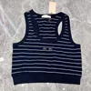 Ontwerpers tanks camis t-shirts mode-t-shirts t shirts dames letter shirt nieuw gestreept vest blauw zwart sml dames top blouse mijn top spotify streetwear tanktops crop cc top