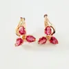Boucles d'oreilles en pente Femmes Bijoux de boucles d'oreille Rouge en pierre rouge Fleurée des conceptions coréennes pour la dame de bureau