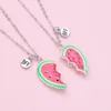 Pendant Necklaces 2024 2Pcs/set Summer Watermelon Magnetic Friend Necklace For Kids Girls Fashion Friendship Gifts Party Jewelry