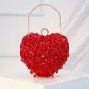 Sacs de soirée en gros mini coeur Femmes Femmes Purple Red Gold Semeding Perk Sacs Ring Gandage Handle Grade Claking Sac à bandoulière