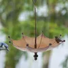 Other Bird Supplies Umbrella Feeder Hanging Bath Premium Water Tray Brown Food Bowl Iron For Outside Outdoor Backyard Lawn Yard