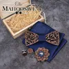 Clip-arc en bois Handderchieft Set Wood Bowtie Bouillets à manchette Floral Flear Flower Brooch Corbata Gravata Tie pour hommes Noeud Papillon 240418