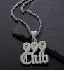 Weißgoldschädel 999 Club -Anhänger Halskette mit 60 cm Seilkette Halskette Hochwertige Kubikzirkonia Hip Hop Jewelry5263014