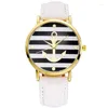 Orologi da polso anchor di barche di moda orologio da donna in pelle orologio di Ginevra Stripe casual donna orologio femminile relogio femminino