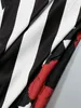 Plus Size Womens Casual Fashion Sleeveless Black and White Striped Fishtail Hem Dresses 240410